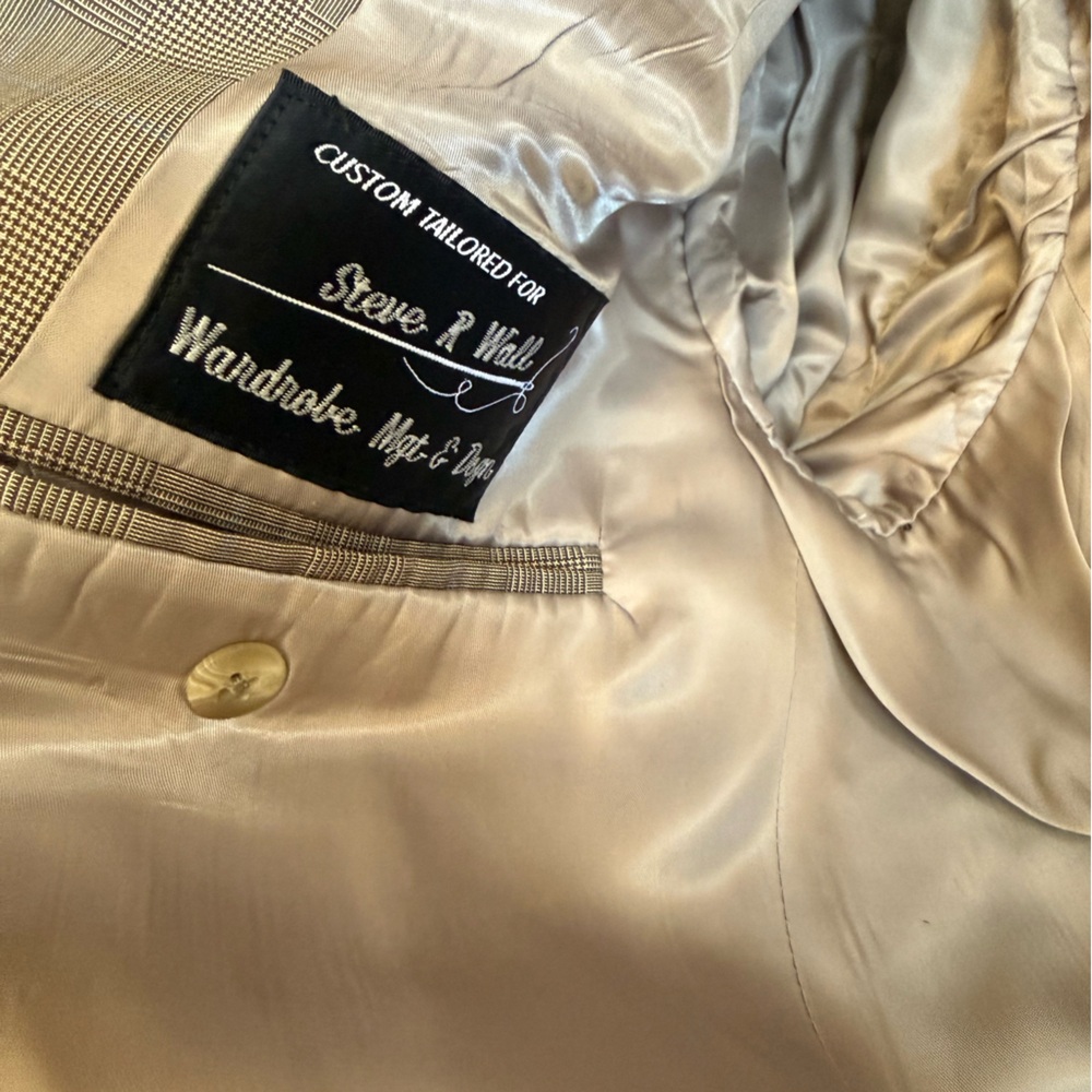 Luxury American Tailors Men’s Brown Glen Plaid 2-Piece Suit 44R 36x32 Windowpane - Picture 7 of 8